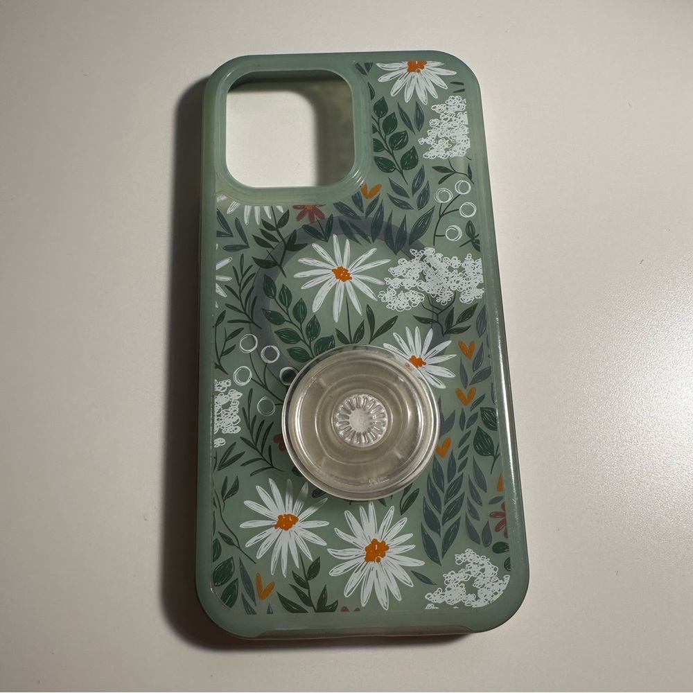 OtterBox Green Floral Case with Grip Holder for iPhone